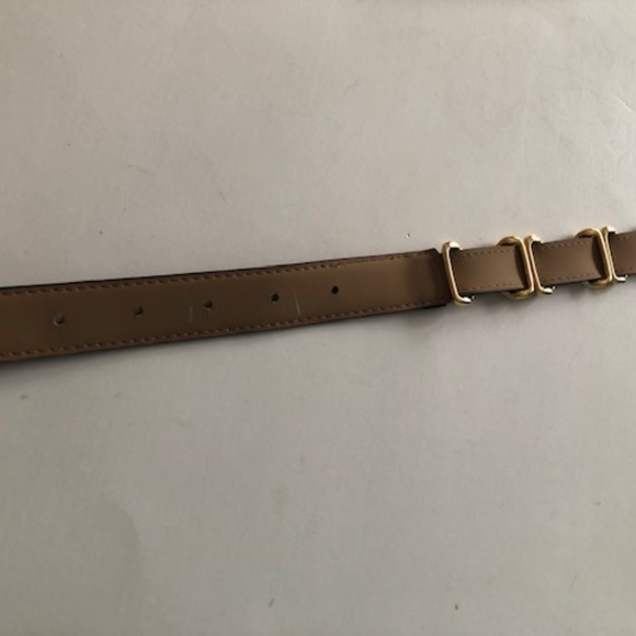Brown suede leather fashion belt with gold accents
